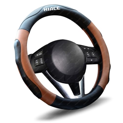 ハイエース ハンドルカバー 車用 軽自動車 普通車 ステアリングカバー 3Dグリップ 滑り止め ハイエース 200系 3型 4型 5型 6型 汎用 おしゃれ 通気性がよい オールシーズン対応 ハンドル 保護カバー 内装パーツ アクセサリー (ブラック+ブラ