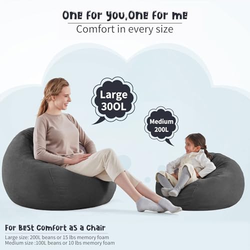 Nobildonna Sitzsackstuhl für Kinder und Erwachsene, nur Bezug (Keine Füllung) für Sofa-Stofftiere, 110 x 89 cm