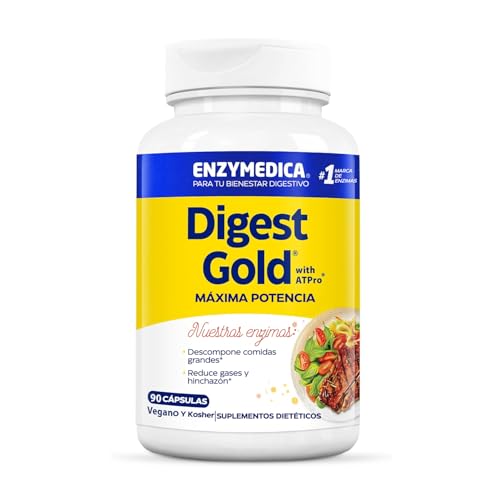 Enzimas Digestivas Potentes, complemento ideal de Probioticos Intestinales, Prebioticos y Probioticos, Enzymedica Digest Gold Digestive Enzymes, Enzimas Digestivas, Gases, Lactasa 90 capsulas