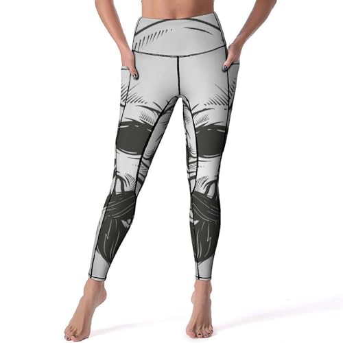 Legging femmes crâne barbu taille haute extensible imprimé graphique gym S