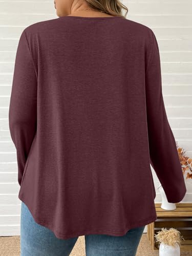 WYNNQUE Womens Plus Size Tops Long Sleeve Shirts Dressy Casual Blouses Flowy Peplum Tunics Loose Fit Fall Clothes Babydoll4