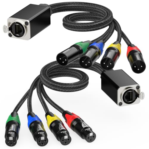 NUOSIYA 4-Channel XLR Audio Snake, XLR to RJ45 EtherCON Extender Over Ethernet, 3-Pin DMX/AES-EBU...