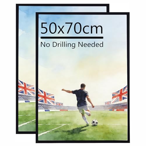 TOSCALETTI 2 Pack 50x70cm Frame Lightweight Picture Frames with HD PS Panel Adhesive Wall Hooks Included No Drilling Needed Large Portrait or Landscape Hanging Perfect for Posters Prints and Photos