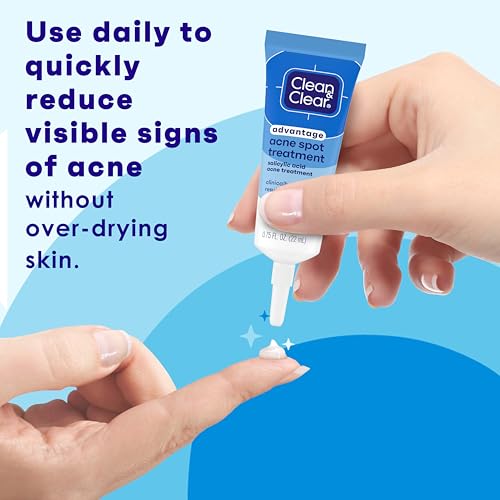 Clean and Clear Advantage Acne Spot Treatment Gel Cream with 2% Salicylic Acid & Witch Hazel, Acne Pimple Medication for Blemish & Blackhead Removal, Fragrance Free, 0.75 fl. oz - Image 3