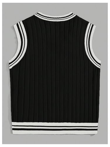 Milumia Men's Cable Knit Cricket Sweater Vest Striped V Neck Sleeveless Fall Sweater Tank Tops2