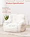 VEVOR Bean Bag Chair, 3 feet Bean Bag Chair with Soft Armrests and Storage Pocket, 25D Memory Foam Filled with Soft Teddy Velvet Cover, Bean Bag for Bedroom or Playroom, White