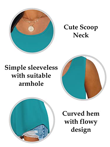 Dolnine Plus Size Tunic Tops For Women Basic Summer Sleeveless Tanks Casual Tunics Lake Blue 26W #TOP3