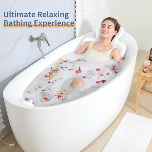Luxury Bath Cushion, Full Body Bathtub Pillow with 160 Suction Cups, Bath Mat for Head and Neck Support, with Laundry Bag (White, 51.2" x 16.2") - Image 3
