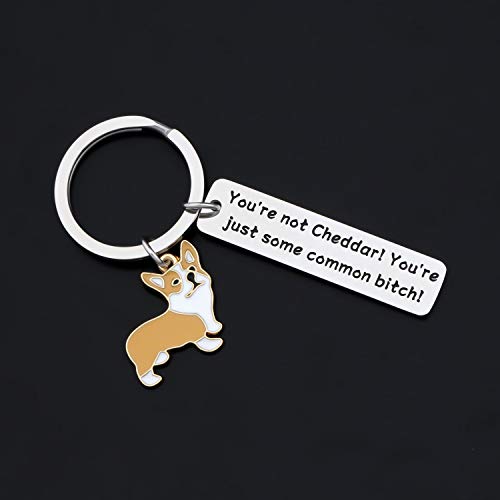 Image of POTIY Brooklyn Corgi Gift You're Not Cheddar Keychain Brooklyn Inspired Jewelry