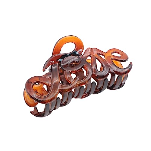 Parcelona French Love Medium 3" Celluloid Acetate Claw Clips Covered Spring Durable Fashion Hair Styling Clips Women Hair Accessories Girls Hair Clips, Made in France (Tortoise Shell Brown)