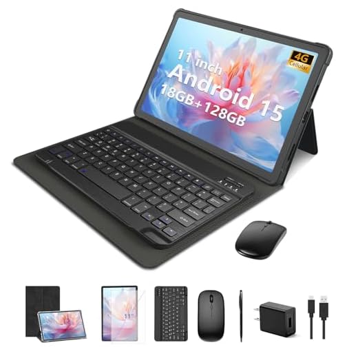 NRKDUBQ 11 inch Android 15 Tablet with Keyboard 20GB RAM 128G Storage, 2025 Latest Cellular Tablet 4G LTE T-moblie Phablet, T615 Octa-Core 8000mAh, 13MP+5MP Camera, 5G WiFi & Bluetooth - Sliver