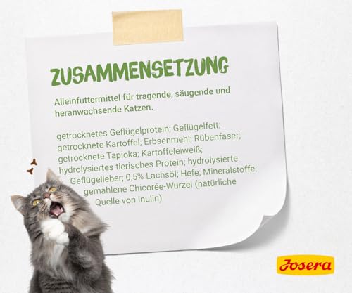 JOSERA Kitten grainfree (1 x 10 kg) | Kitten | Premium Trockenfutter für heranwachsende Katzen sowie Katzen-Mütter in der Säugezeit | Geflügel & Lachsöl | getreidefrei | Katzenfutter | 1er Pack