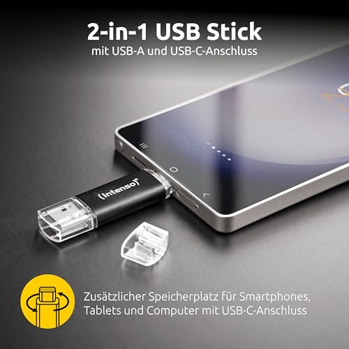Intenso Twist Line 128 GB, Dual USB-Stick 3.2 Gen 1x1, USB-C und USB-A, 70MB/s, Anthrazit