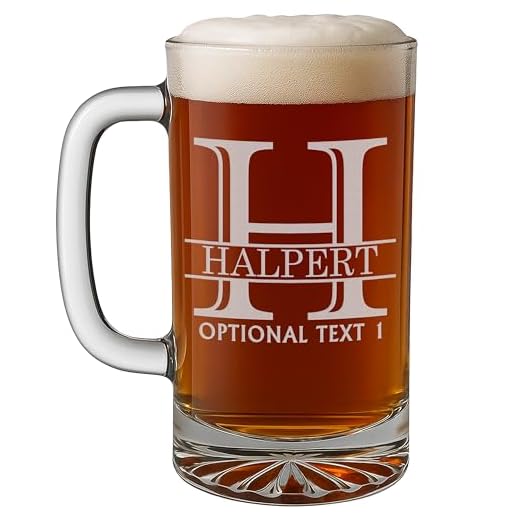 Personalized Etched Monogram 16oz Glass Beer Mug
