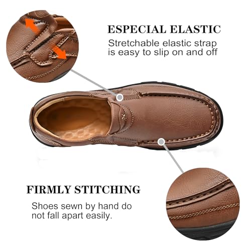 Mens Outdoor Leather Casual Loafers Non-Slip Lightweight Walking Driving Hiking Shoes4