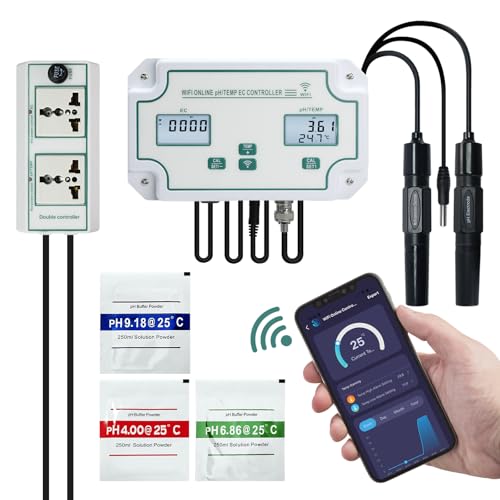 JuviPerpric 3-in-1 WiFi Smart Water Quality Tester, High Precision pH/EC/Temp Monitor with BNC Probe...
