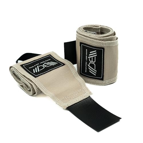 WARM BODY COLD MIND Wrist Wraps for Weightlifting - Professional Cotton Wrist Straps for Powerlifting, Weight Lifting, Gym, Wraps with Thumb Loop for Men and Women (Light Beige)