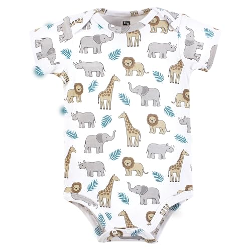 Image of Hudson Baby Cotton Bodysuits, Hello World Safari, 9-12 Months