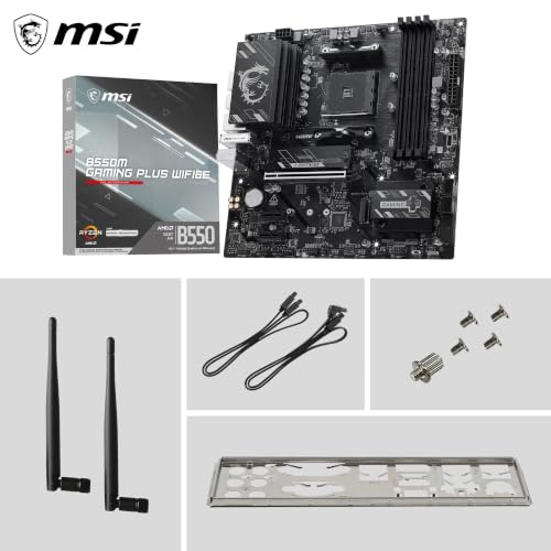 Image of MSI B550M Gaming Plus WIFI6E Motherboard, mATX-Supports AMD Ryzen 5000 Series,5000 G-Series 4000 G-Series,and 3000 Series Processors, AM4-DDR4 Memory Boost 4400+MHz /OC, PCIe 4.0 x16, M.2 Gen4, 1G LAN