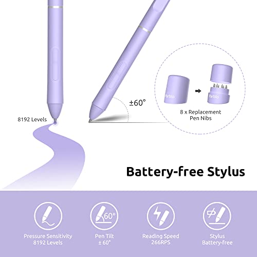 Image of Parblo Intangbo M Drawing Tablet 10x6 inch,Digital Graphic Tablet with 8192 Levels,Battery-Free Stylus and 8 Hot-Keys Drawing Pad,Work with Window /Mac,Android,Purple