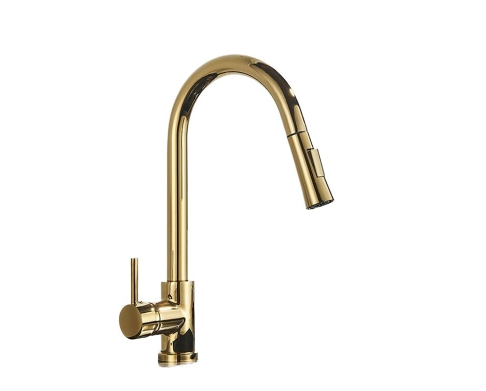 Robinet de cuisine rétractable en acier inoxydable avec douchette spray
