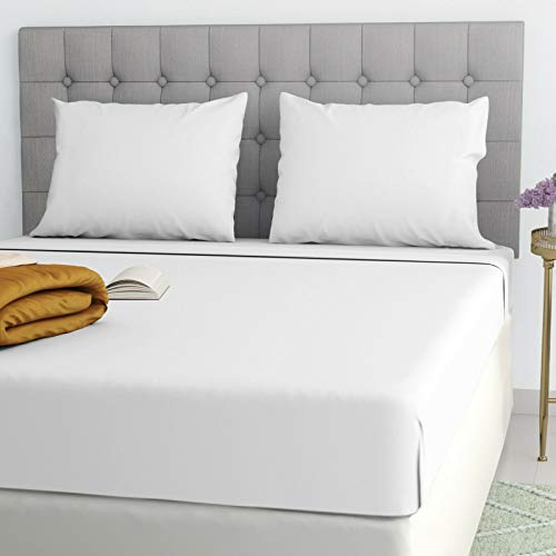 Fitted Sheets Single Double Bunk and King, Bed Sheets, Small Double Fitted Sheet Poly Cotton 25CM/10"Inch (White, 4Feet)