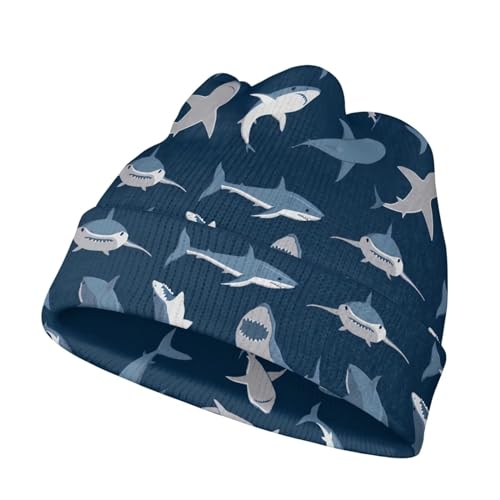 Suhoaziia Shark Pattern Toddler Baby Boys Girls Winter Hats for 0-15 Years Beanie Knitted Cuffed Slouchy Soft Warm Infant Cap for Kids