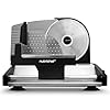 Nutrichef Electric Meat Slicer | 200W Automatic Meat, Deli & Bread Slicer | Adjustable Dial for 0-15mm Cutting Range Thickness | Removable 7.5 IN Stainless Steel Blade & Food Pusher for Safety (Black)