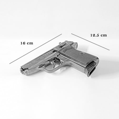 Image of Metallic Gun /Pistol Shape Barrel Pull Back System & Holster Pocket Lighter Pocket Lighter | 508 Gun Lighter with Cover Pocket Lighter (Silver)