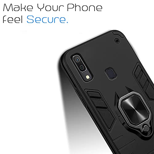 Image of Pikkme D5 Tough Armor Bumper Back Cover Case for Samsung Galaxy A20,Samsung Galaxy A30,Samsung Galaxy M10s |Ring Holder & Kickstand in-Built (Black)
