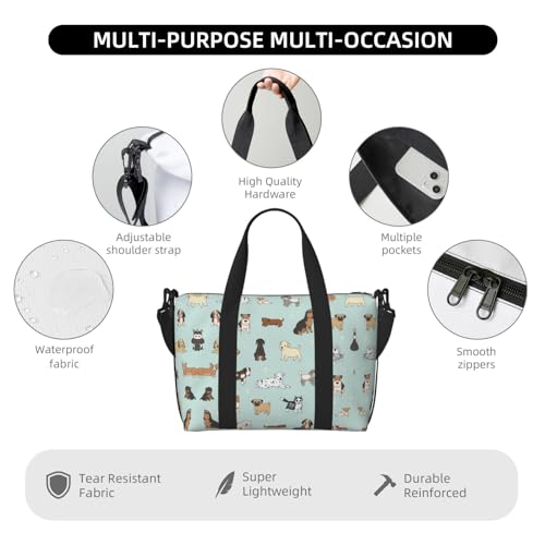 Vielseitige Handtasche mit Hundemotiv für Reisen, handgehaltene Crossbody-Tasche für jeden Bedarf, Schwarz , Einheitsgröße