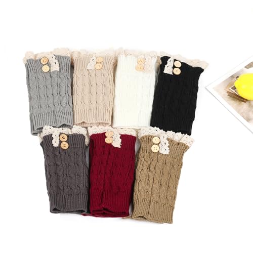 Lolita Cable Knit Leg Warmers Short Japanese Style Footless Boot Socks Kawaii Lace Trim Leg Sleeves3