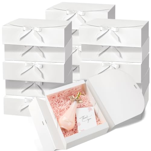 Kucoele Gift Boxes with Lids White 15 Pack 10.6 x 7.8 x 3.1 Inches