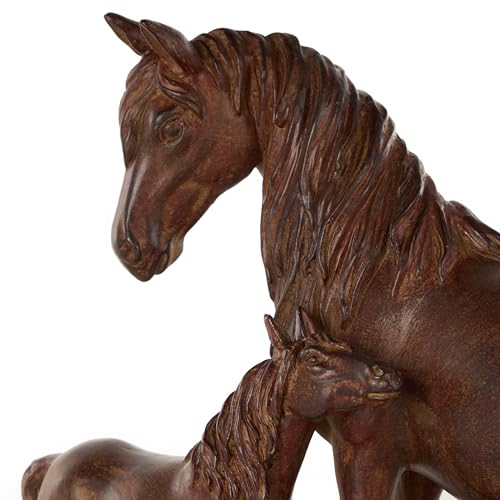 Escultura Cerámica de Caballos con Base Negra 15" x 6" x 13" miniatura 4