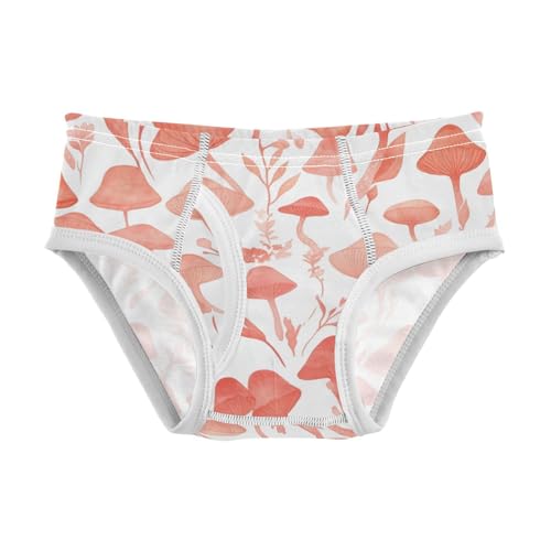KLL Red Safari Mushroom Plant Little Boys Pure Cotton Boxer Briefs Breathable Undies