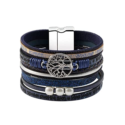 MEGAMUS Cuero Pulseras Árbol de la Vida, para Hombre Mujer Trenzado Pulsera Cuentas de Madera Cuerda Brazalet Vintage Pulsera Ajustable Cover