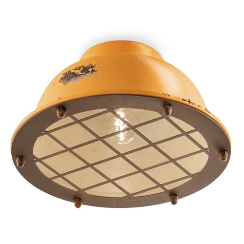 Plafonnier C1760 Ferroluce luminaire artisanal en ceramique jaune italienne