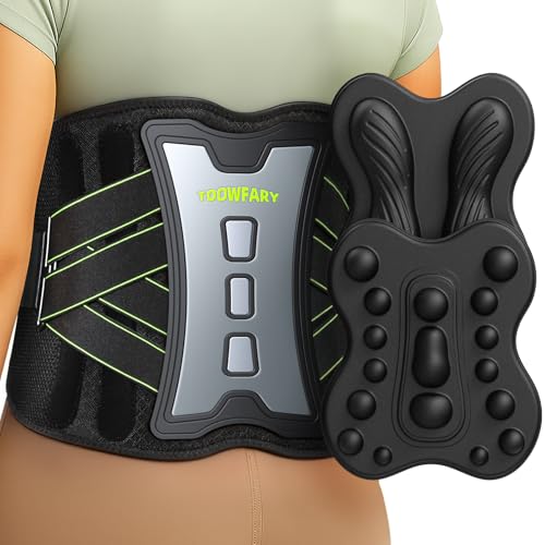 Toowfary Back Brace with TPE Pads & Lumbar Support, Large
