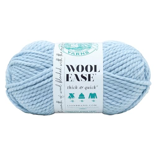 Image of Lion Brand Yarn Wool-Ease Thick & Quick Yarn, Soft and Bulky Yarn for Knitting, Crocheting, and Crafting, 1 Skein, Glacier | Super Bulky Wool Acrylic Blend Fiber for Soft Hats, Sweaters, Chunky Blankets, Yarn for Crochet, Knitting, Crafts, Weaving