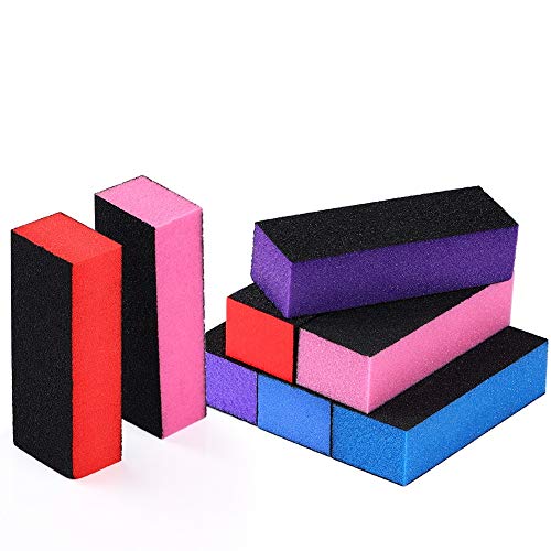 Codream 8 Pcs Nail Art Pedicure Manicure Tool 60/60/100 Grit Nail File 3 Sides Nail Buffer Sanding Block Polisher (Mixed Color)