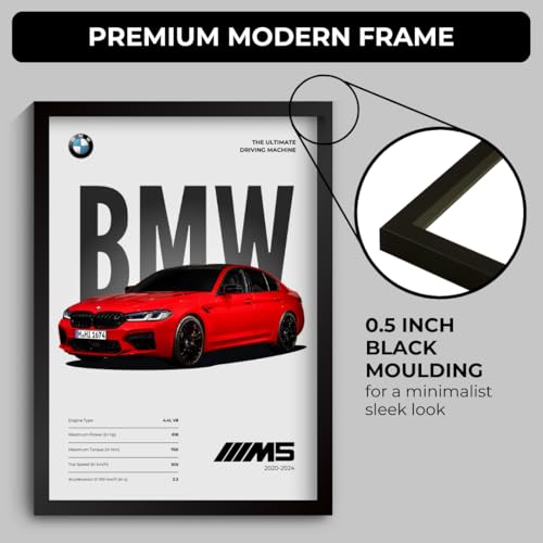 Image of Funk You Store Engineered Wood BMW M5 Poster | Framed BMW A4 Sized (31 x 23 cm) | Car Poster for Wall, Gift for Boys, Sportcar Frames | Car Posters for Wall, Bedroom, Hostel, Study Area, Hostel, Desk