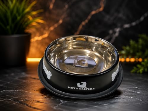 Image of Pets Empire Premium Stainless Steel Dog Bowl for Food & Water, 700ml Pet Bowl with Anti-Skid Rubber Ring, Durable Rustproof Feeding Dish for Dogs,Cats and Puppies