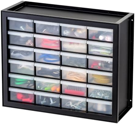 IRIS USA, Inc. DPC-24 24 Plastic Drawer Parts and Hardware Cabinet (Black)