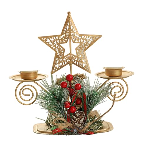 LUCKGONI Eleganter goldener Eisen-Weihnachtskerzenhalter für...