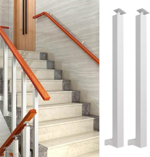 Balaustres cuadrados de metal para escaleras, montaje lateral para escalera, paquete de 2 (105 cm), diseño moderno y duradero para uso en interiores y exteriores, fácil instalación, perfecto para