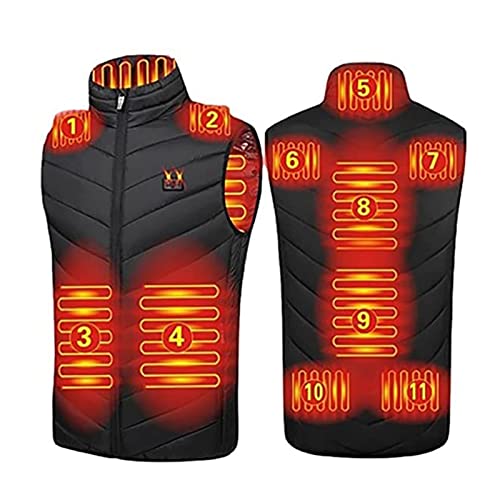 Yokbeer Gilet Chauffant Moto Grande Taille, Vetement Chauffant Homme Hiver, Veste Chauffante Femme sans Manche, Doudoune Chauffante Electrique Dos et Nuque Externe Lavable Réglable 11 Zone Cover