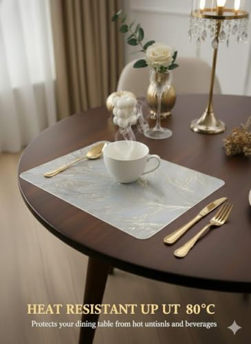 Image of Dakshya Industries Rectangle Shape PVC Dining Table Mats Set of 7 | Non Slip Washable Table Decor