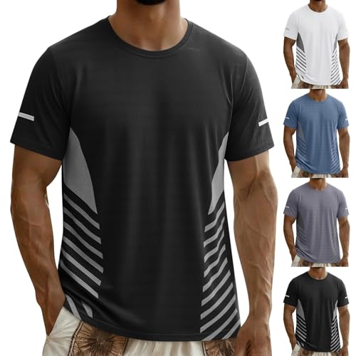 Tshirt Herren Kurzarm Sportshirt Leicht Und Luftig T-Shirt Atmungsaktive Schnelltrocknend Funktionsshirt Sport Fitness Herren-T-Shirt Oversize Trainingsshirt Loose Laufshirt 01 Schwarz XL