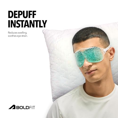Image of Cooling Eye Gel Mask with Beads Ice Pad for Dark Circles, Redness & Puffiness Relaxing Eye Cooling Patch for Men & Women Blue Pack of 1