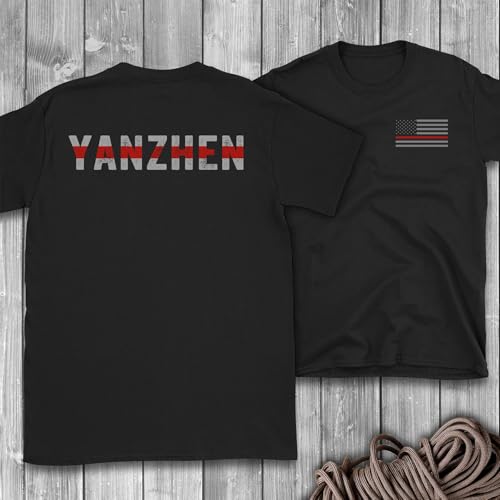 Personalized Firefighter T-Shirt with USA Vertical Flag Custom Last Name Fireman Tee Fire Rescue Dept Gift for Men and Women3